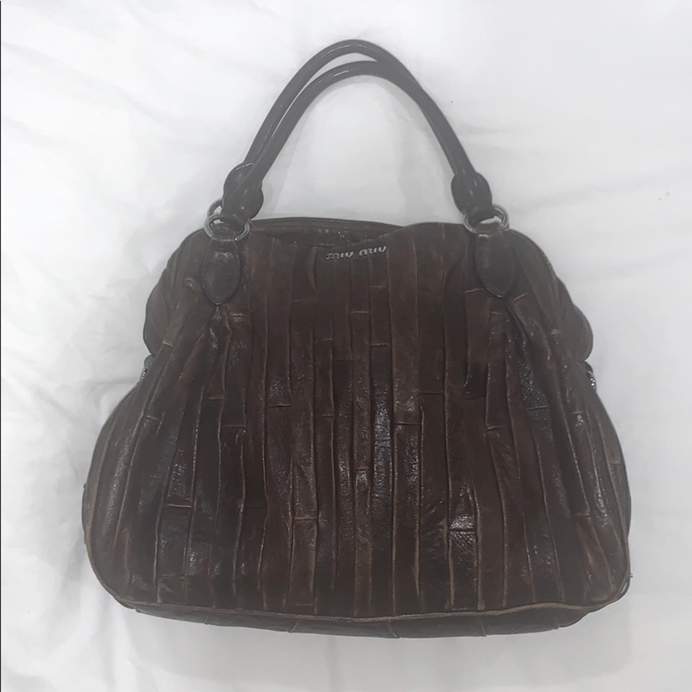 Miu Miu Distressed Leather Tote/Handbag
